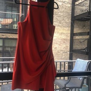 Badgley Mischka Stretch Crepe Halter Neck Dress